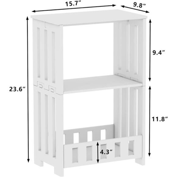 3 Tier Side Table Night Stand, Narrow End Table with Display Shelf, Small - Picture 11 of 16